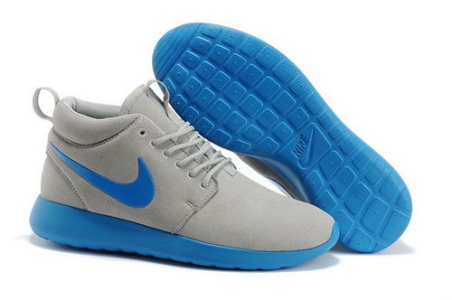 Nike Roshe Run High Cut Mens Shoes Grey Blue Clearance